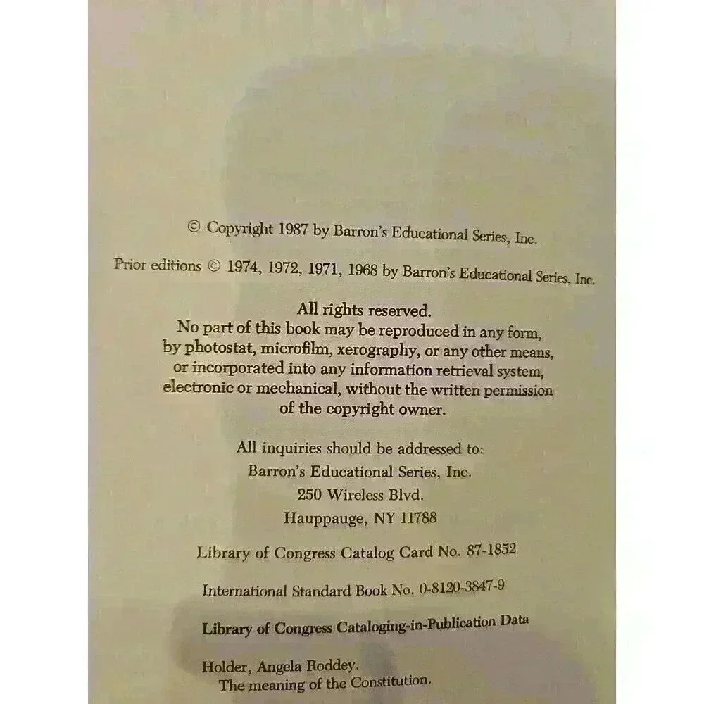Meaning of the Constitution by Angela R. Holder (1987, Trade Paperback) - Picture 3 of 3